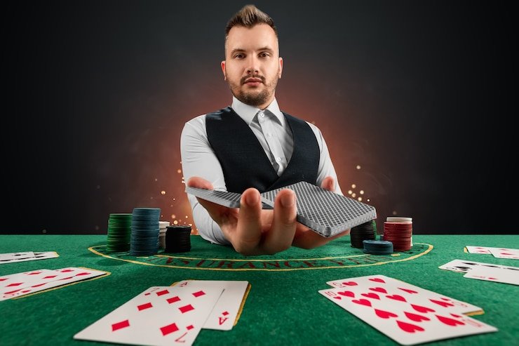 Dealer profesional shedletsky di studio live Caribbean Stud Poker